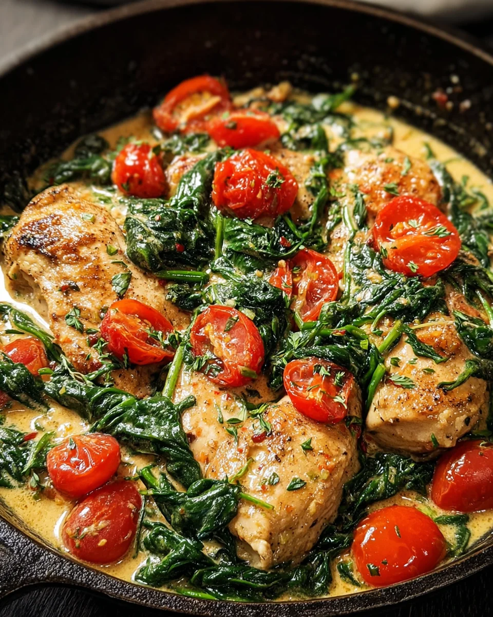 Keto Hähnchen-Spinat-Tomaten-Pfanne image 2