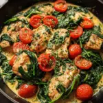 Keto Hähnchen-Spinat-Tomaten-Pfanne