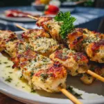 Knoblauch Parmesan Hähnchenspieße einfache Grillidee