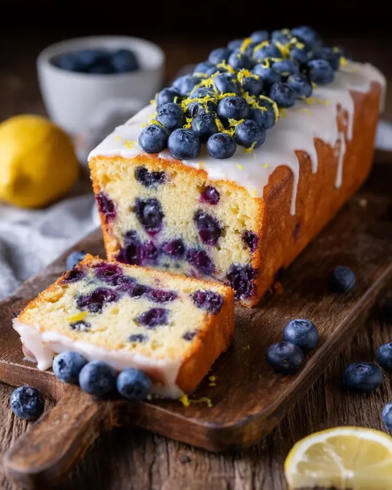 Leichter Joghurtkuchen mit Blaubeeren und Zitrone