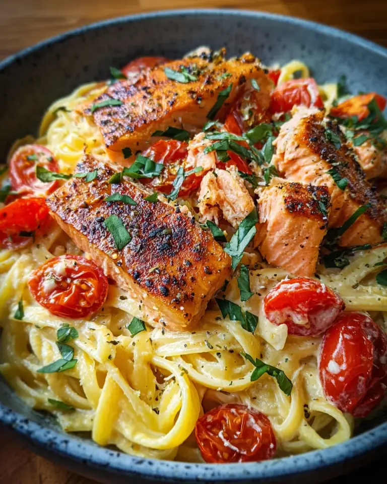 Ofen-Lachs-Pasta mit Tomaten