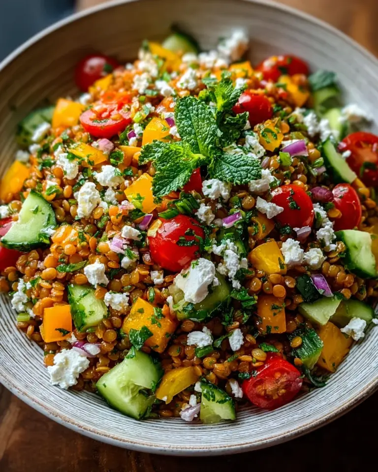 Orientalischer Rote Linsensalat mit Feta – Gesund & Lecker!