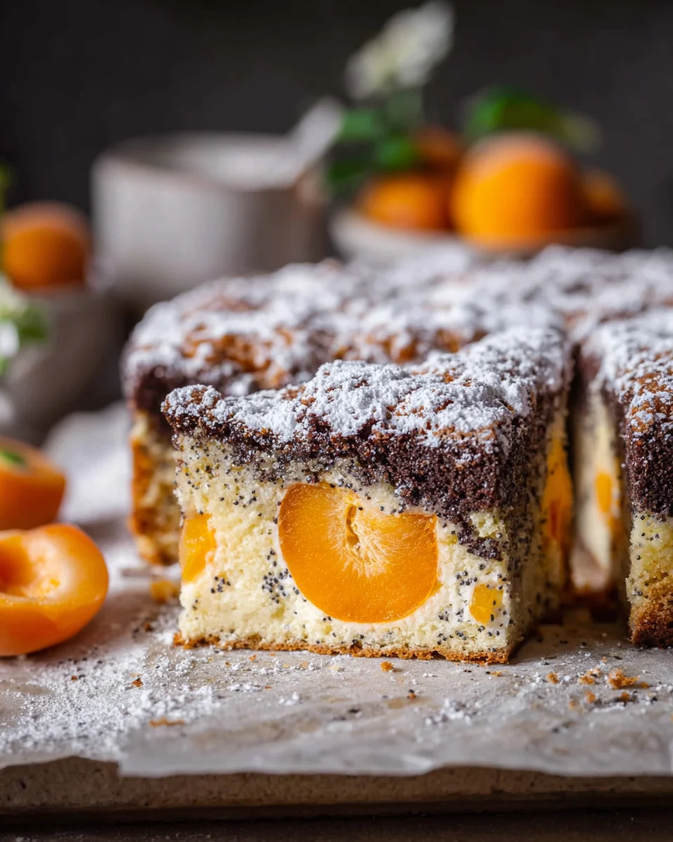 Saftiger Landfrauen Aprikosenkuchen mit Mohn und Quark image 2
