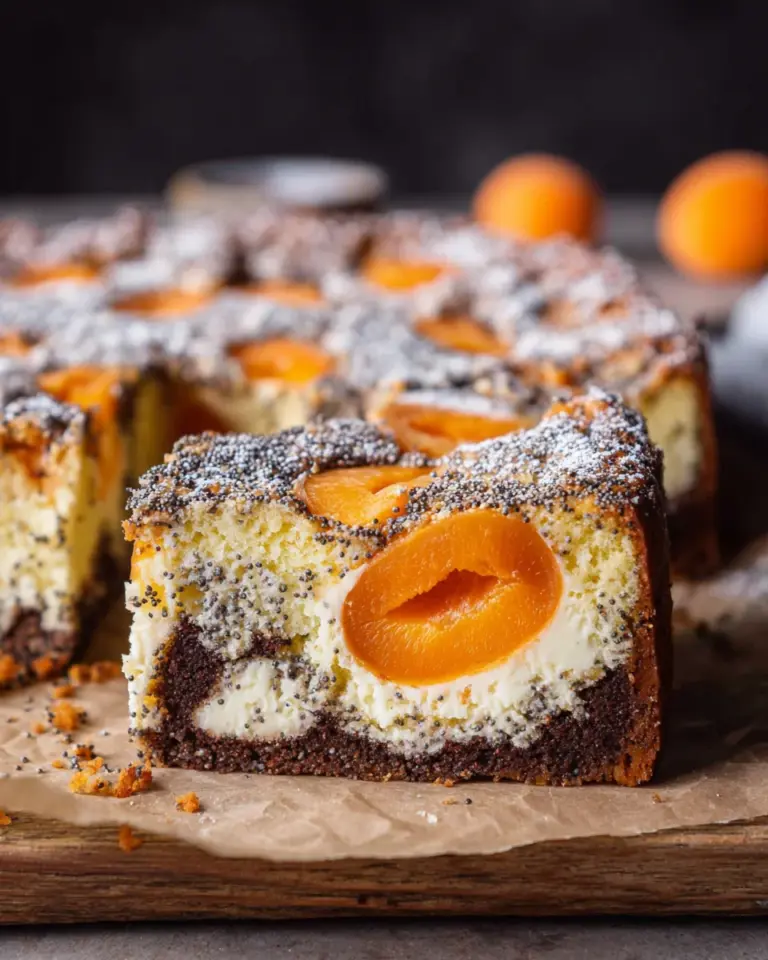 Saftiger Landfrauen Aprikosenkuchen mit Mohn und Quark