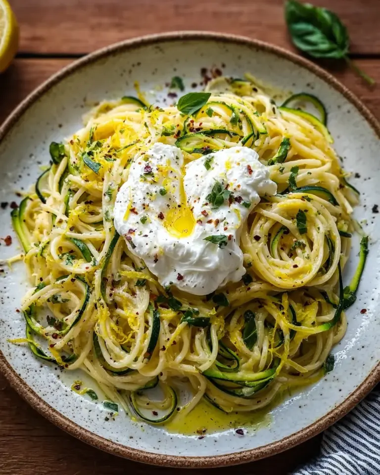 Zitronen Zucchini Pasta mit Burrata